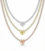 Kalp Suyolu Taşlı Gümüş Kolye - Rose thumbnail 2