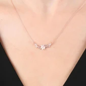 Manolya Çiçeği Markiz Salkımı Flowers Gümüş Kolye - Rose thumbnail 2