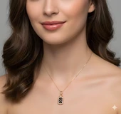 Tasarım Mineli Harf Gümüş Kolye - Rose thumbnail 2