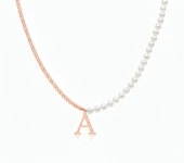 İnci Harf Gümüş Kolye - Rose thumbnail 1