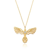 Tasarım Anka Kuşu Gümüş Kolye - Altın thumbnail 1