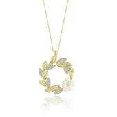 Gelin Buketi Manolya Çiçeği Flowers Gümüş Kolye - Altın thumbnail 1