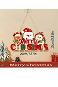 Noel Baba ve Mutlu Olsunlar Tabelalı Ahşap Kapı Süsü | 20x15 cm 2D Düz Noel Dekoru (1 Adet) thumbnail 2