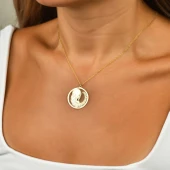 Çember Başak Burcu Gümüş Kolye - Rose thumbnail 2