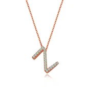 Işıltılı Prizma Z Harfi Gümüş Kolye - Rose thumbnail 1