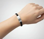 Plaka İsimli Gümüş İpli Bileklik - Gümüş thumbnail 2