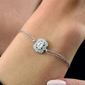 Pırlanta Montür Emerald Efsunu Gümüş Bileklik - Rose thumbnail 1