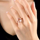 Bahar Bahçesi Manolya Çiçeği Flowers Gümüş Yüzük - Rose thumbnail 1