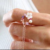 İtalyan TaAltınm Soft Çiçekler Flowers Gümüş Bileklik - Altın thumbnail 2