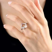 Bahar Bahçesi Manolya Çiçeği Flowers Gümüş Yüzük - Gümüş thumbnail 1