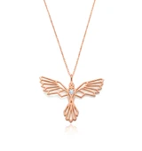 Tasarım Anka Kuşu Gümüş Kolye - Rose thumbnail 1