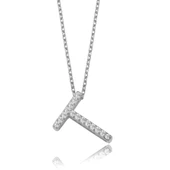 Işıltılı Prizma T Harfi Gümüş Kolye - Gümüş thumbnail 1