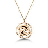 Çember Balık Burcu Gümüş Kolye - Rose thumbnail 1