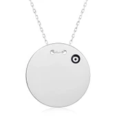 Nazar Boncuklu Plaka Gümüş Kolye - Gümüş thumbnail 1