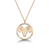 Çember Koç Burcu Gümüş Kolye - Rose thumbnail 1