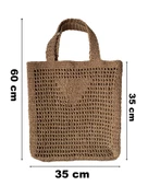 Doğal Hasır Plaj Çantası, Bohem Tarz, Yazlık El Yapımı Model thumbnail 5