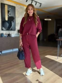 MDB Kadın Uzun Kollu Bisiklet Yaka Viskon Iki Iplik Bluz Ve Pantolon Ikili Takım thumbnail 3