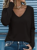 Lucky Life Kadın  Uzun Kollu V Yakalı Viskon Iki Iplik Bluz thumbnail 2