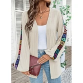 Lucky Life Kadın Uzun Kollu önü Açık şardonlu Kaşkorse Ceket thumbnail 2