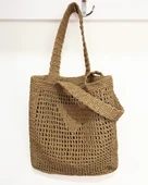 Doğal Hasır Plaj Çantası, Bohem Tarz, Yazlık El Yapımı Model thumbnail 3