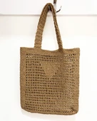 Doğal Hasır Plaj Çantası, Bohem Tarz, Yazlık El Yapımı Model thumbnail 4