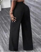 MDB Kadın Beli Zincir Detaygeniş Paça Ithal Krep Pantolon thumbnail 6