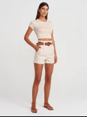 71635 DİLVİN BELİ LASTİKLİ KEMERLİ ŞORT thumbnail 3