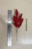 2 Adet Şık Kırmızı Yapay Meyve Dalları – 22 cm (8.66”) | Noel Ağacı Süsü, DIY El Sanatları, Düğün & Ev Dekorasyonu, Tatil Parti Malzemeleri thumbnail 3