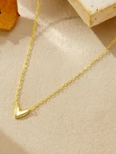 Soft Heart Altın Dokunuş Minimal Kadın Gümüş Kolye thumbnail 2