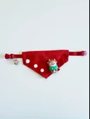 Christmas Squirrel Yılbaşı Kedi Bandanası | Ponponlu Kırmızı Noel Boyun Aksesuarı | Sevimli Sincap Figürlü Kedi Süsü thumbnail 7