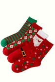 Unisex Noel Çorabı | Noel Baba, Geyik veya Kar Adamı Desenli Orta Bilek Çorap (1 Çift) – Rastgele Model thumbnail 3