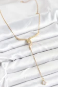 316L Çelik Zincir Gold Renk Yılan Model Y Kolye - TJ-BKO10662 thumbnail 1