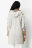25056 DESEN TRİKO KOLU KAPŞONLU KİLİM JAKARLI REGLAN KOL FERMUARLI UZUN PÜSKÜLLÜ KABAN thumbnail 10