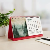 2026 Orman Masa Takvimi | Üç Aylık Takvim - Önceki Ay Sonraki Ay | Doğa ve Ağaç İllüstrasyonları | Minimal Ofis ve Ev De thumbnail 9