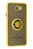 LitaeTrend Samsung Galaxy J7 Prime Kılıf Montreal Yüzüklü Silikon Kapak - Sarı thumbnail 2