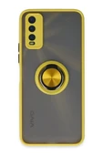 LitaeTrend Vivo Y11S Kılıf Montreal Yüzüklü Silikon Kapak - Sarı thumbnail 1