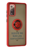 LitaeTrend Samsung Galaxy S20 FE Kılıf Montreal Yüzüklü Silikon Kapak - Kırmızı thumbnail 2