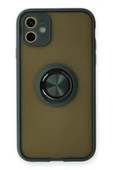 LitaeTrend iPhone 11 Kılıf Montreal Yüzüklü Silikon Kapak - Yeşil thumbnail 1