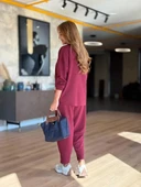 Kadın Uzun Kollu Bisiklet Yaka Viskon Iki Iplik Bluz Ve Pantolon Ikili Takım thumbnail 4