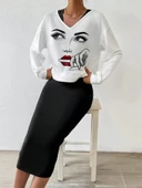 Kadın Askılı Yuvarlak Yaka Viskon Iki Iplik Elbise Ve V Yakalı Bluz Ikili Takım thumbnail 1