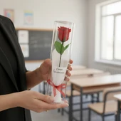 Şeffaf Silindir Kutulu Gül - Öğretmenler Günü Hediyesi thumbnail 1