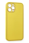 LitaeTrend iPhone 12 Pro Max Kılıf Coco Deri Silikon Kapak - Sarı thumbnail 3