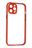 LitaeTrend iPhone 12 Kılıf Miami Şeffaf Silikon - Kırmızı thumbnail 1