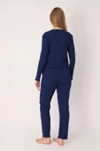 Lacivert Önden Düğmeli Pijama Takımı thumbnail 3
