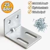 Metal L Bağlantı Demiri 30x25x38 mm (25 Adet) Raf ve Mobilya Köşe Sabitleme Dayanıklı Aparat Seti thumbnail 2