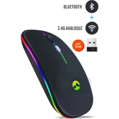 SM-BT11 Usb Siyah 2in1 Bluetooth ve 2.4GHz Şarj Edilebilir Kablosuz Mouse thumbnail 2