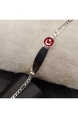 925 Ayar Gümüş Ay Yıldızlı Model Bebek/Çocuk Bilekliği -Şık Tasarım- İsim yazdırılabilir. 16cm -3mm thumbnail 2