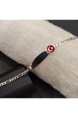 925 Ayar Gümüş Ay Yıldızlı Model Bebek/Çocuk Bilekliği -Şık Tasarım- İsim yazdırılabilir. 16cm -3mm thumbnail 1