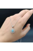 925 ayar gümüş turkuaz renkli taş detaylı minimalist kolye thumbnail 1