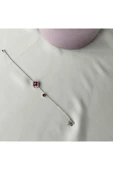 925 Ayar Gümüş Pembe Çiçek Detaylı şık Model Kadın Bileklik- Göz Alıcı Tasarım thumbnail 2